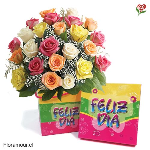 Sólo Santiago -  Exclusivo de Florerías Floramour. Seleccione el colorido de las rosas.